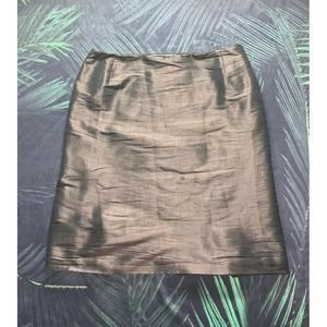Maxmara VGC High Waist A-line Skirt Short Brown Metallic Silk Blend  12